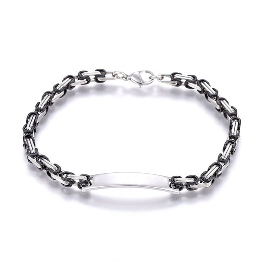 Bracelet gourmette acier inoxydable bicolore noir et argent