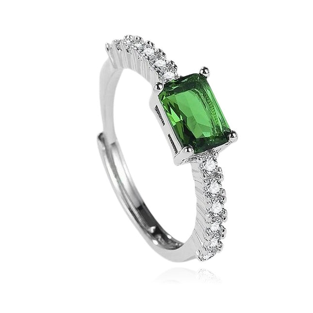 Bague argent 925 oxyde verte ornée de zirconiums Lana Cotemode