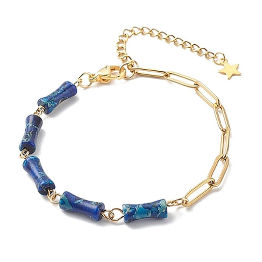 Bracelet pour homme ou femme - pierres naturelles jaspe bleu nuit