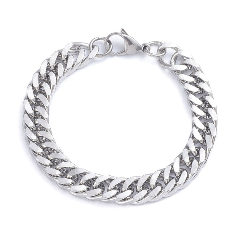 Bracelet acier inoxydable maille gourmette 10 mm