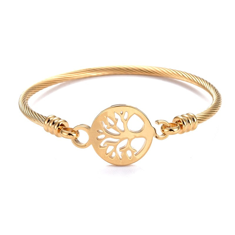 Tree of life steel cable bracelet