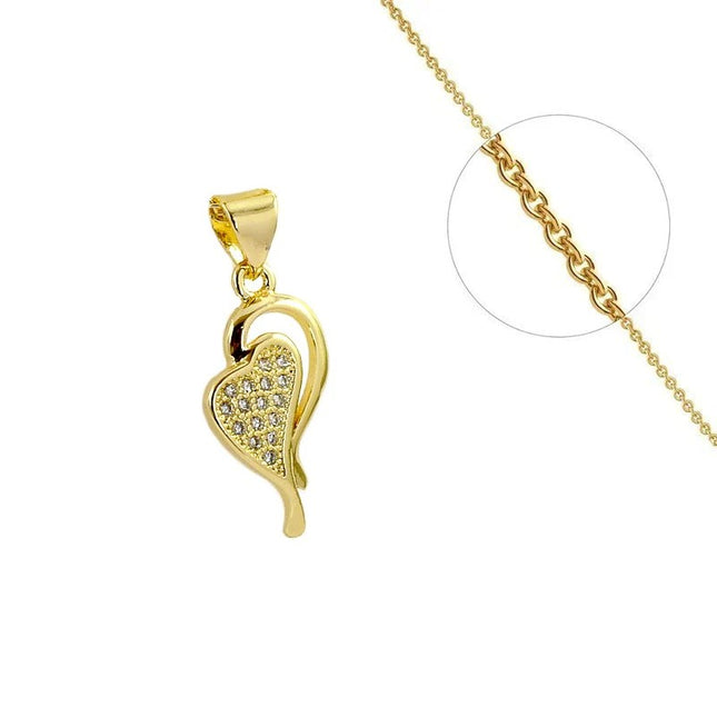 Original heart necklace for women set with zirconiums