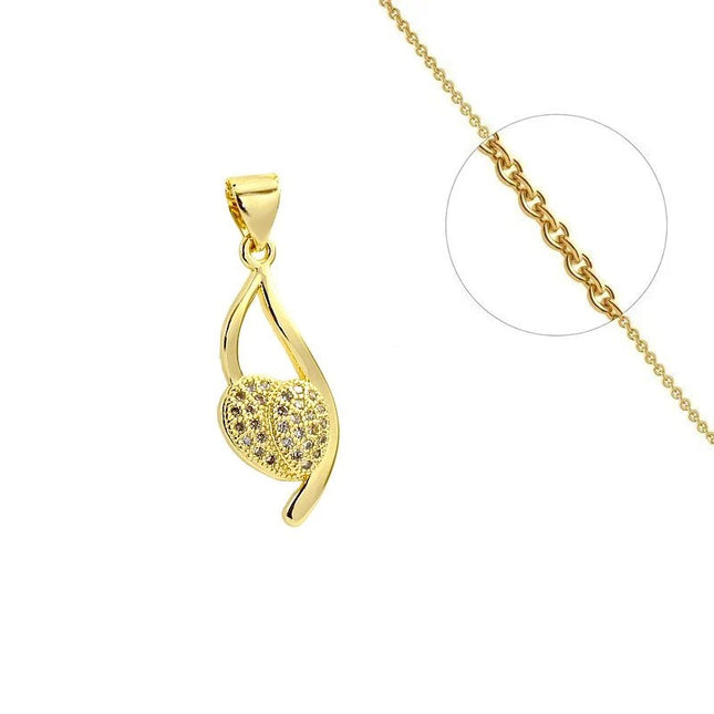 Women's necklace with original heart pendant set with zirconiums