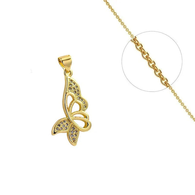 Collier pour femme pendentif papillon serti de zirconiums