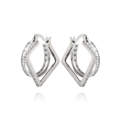 Boucles d'oreilles rhodiées zirconiums blanc Bijouxmode