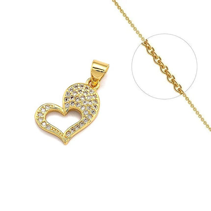 Collier chaîne et son pendentif cœur serti de zirconiums Colliers plaqué or Bijouxmode