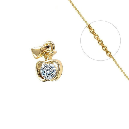 Women's necklace with apple pendant set with zirconiums