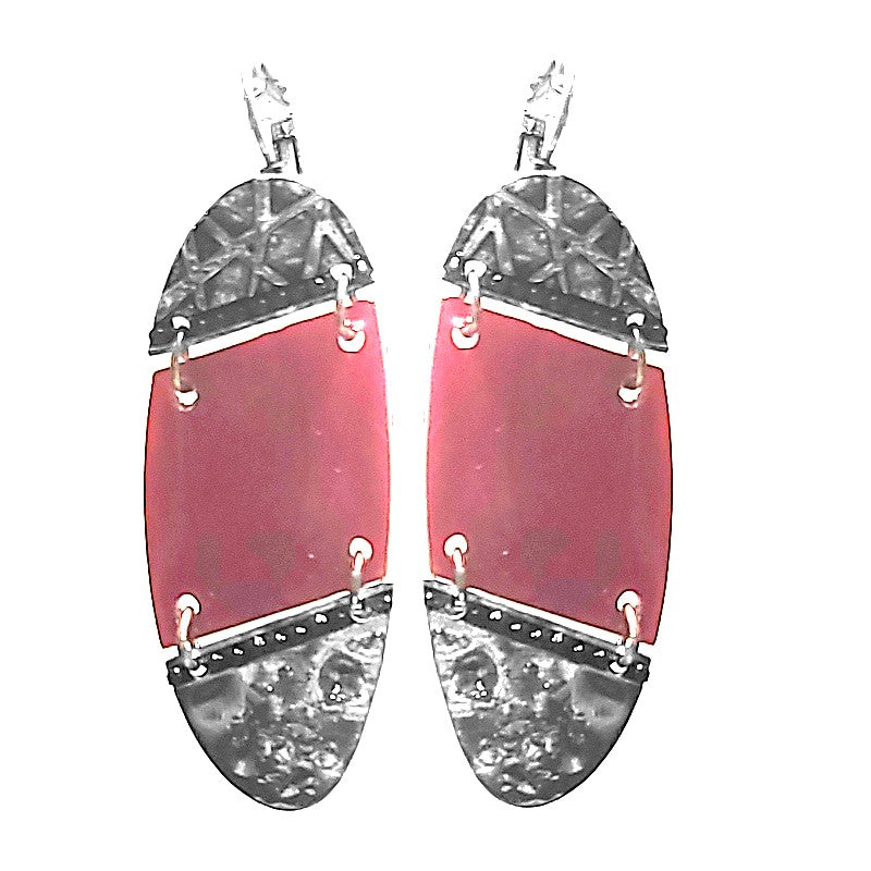 Women's fancy earrings - red mother-of-pearl