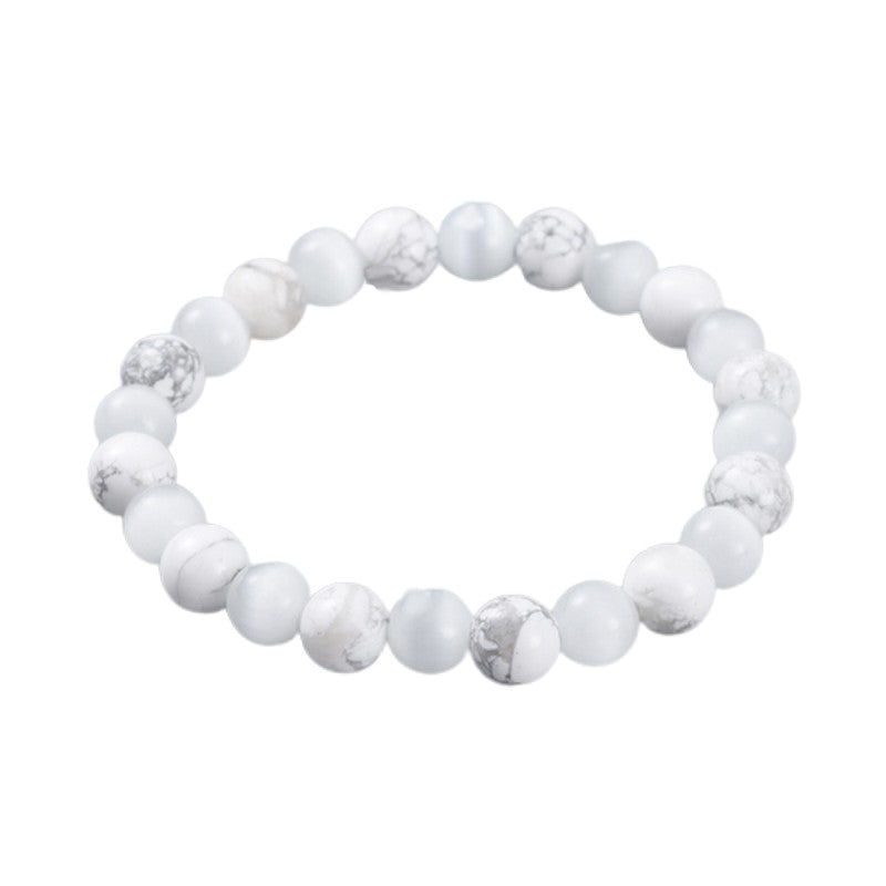 Pulsera para hombre o mujer - piedras naturales howlita y ojo de gato