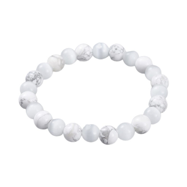 Bracelet pour homme ou femme - pierres naturelles howlite et oeil de chat