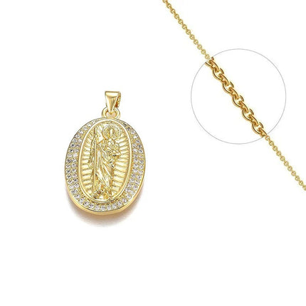 Collier chaîne et son pendentif religieux serti de zirconiums Colliers plaqué or Bijouxmode