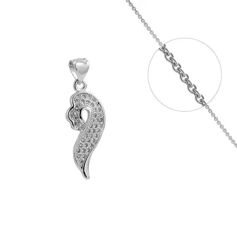 Original pendant necklace for women set with zirconiums