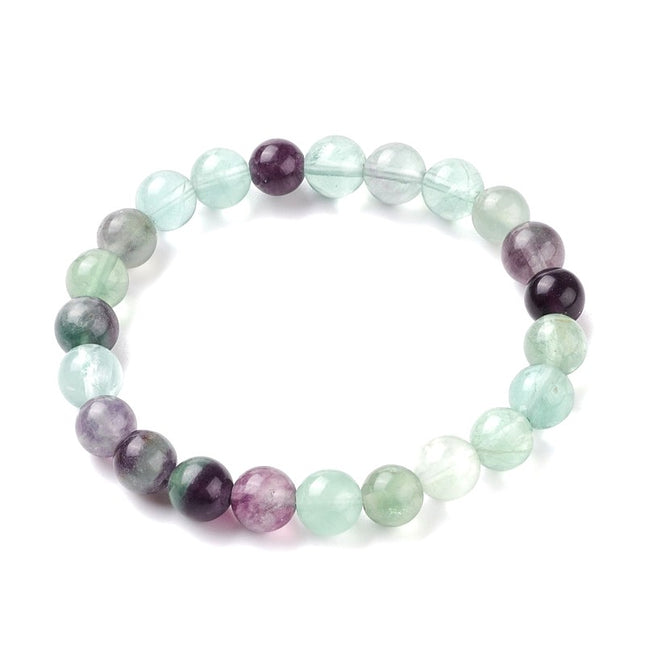 Bracelet pour homme ou femme pierres naturelles fluorite 8 mm