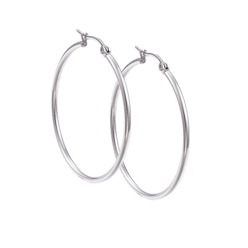 Boucles d'oreilles femme en acier inoxydable Créoles argentées