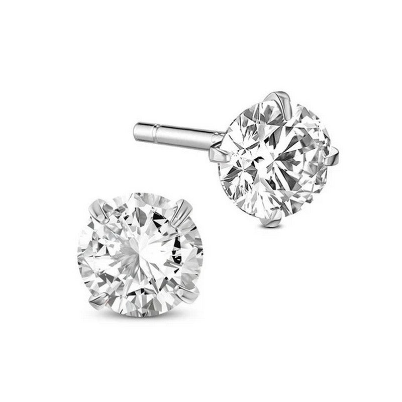 Boucles d'oreilles argent 925 zirconium AAA puces 6 mm blanc