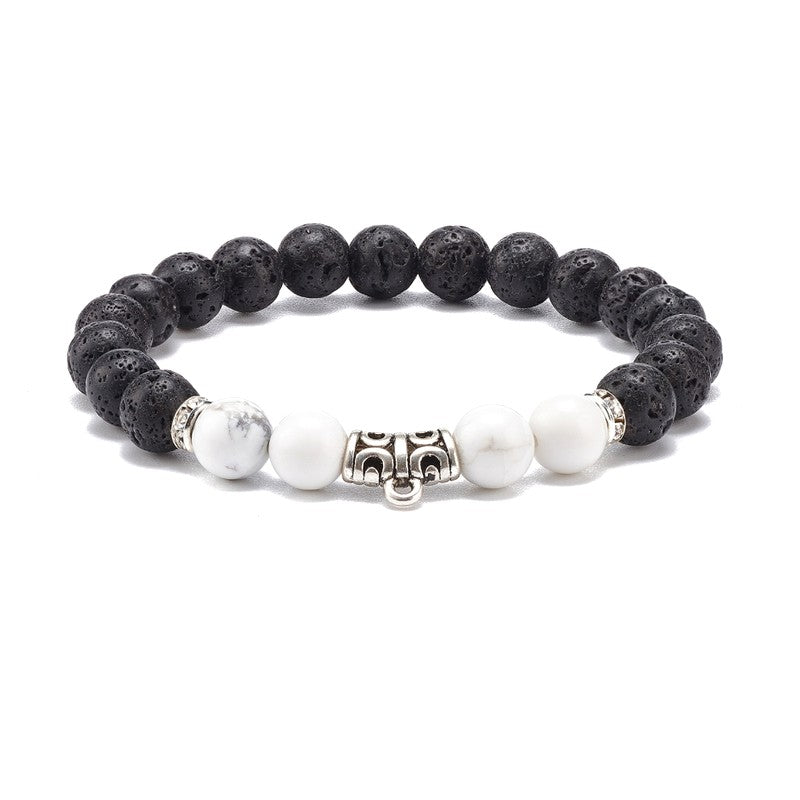 Pulsera para hombre o mujer - charm de piedra de lava natural y howlita