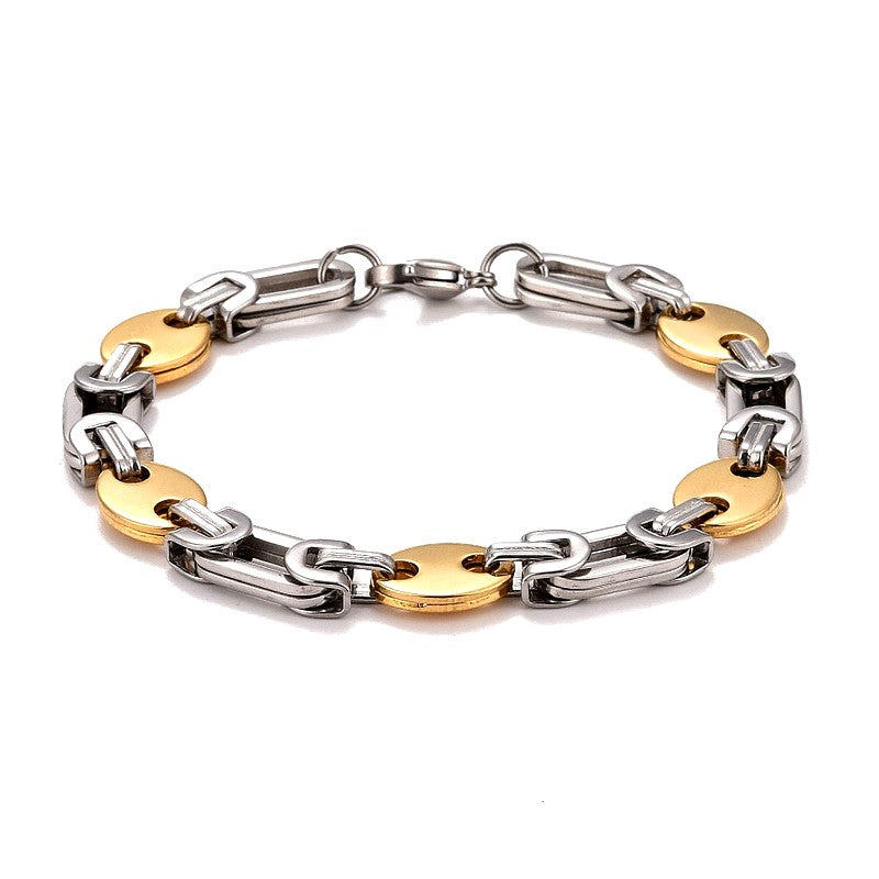 Stainless steel bracelet for men and women, two-tone bean mesh