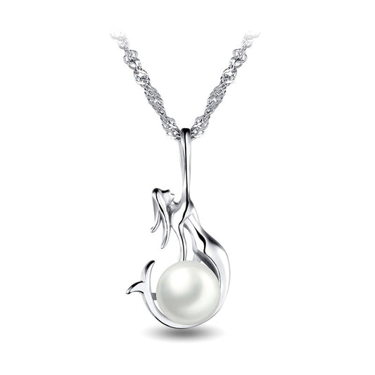 925 silver mermaid necklace with freshwater pearl