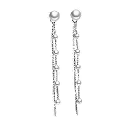 Boucles d'oreilles argent 925 lignée de perles tombantes Albane Cotemode