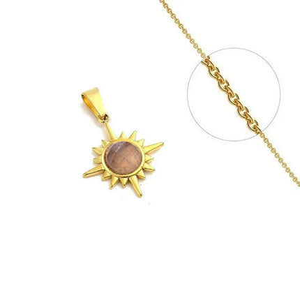 Collier acier inoxydable Etoile pierre naturelle améthyste Colliers pierres naturelles Bijouxmode