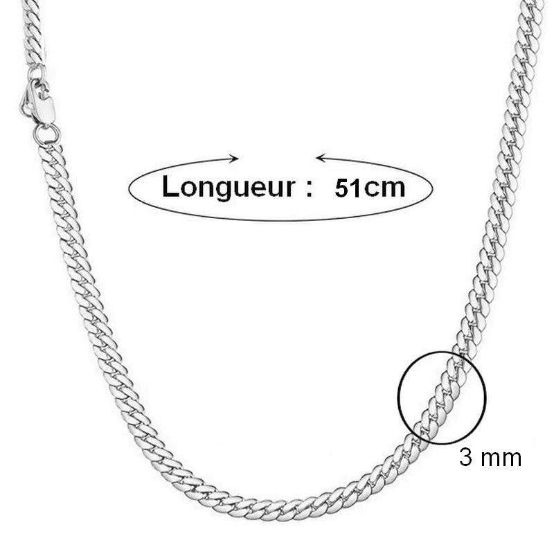 Stainless steel snake mesh necklace chain - Silver color 51 cm - 3 mm