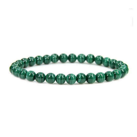 Bracelet pour femme - perles naturelles malachite 6 mm