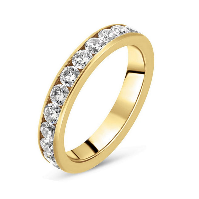 Stainless steel gold wedding ring with CZ diamond