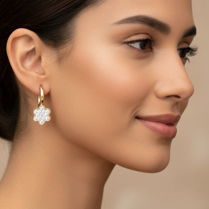 Boucles d'oreilles femme en acier inoxydable Créoles fleur Bijouxmode