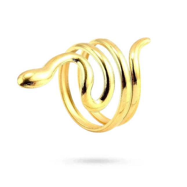 Bague acier inoxydable dorée serpent Bijouxmode