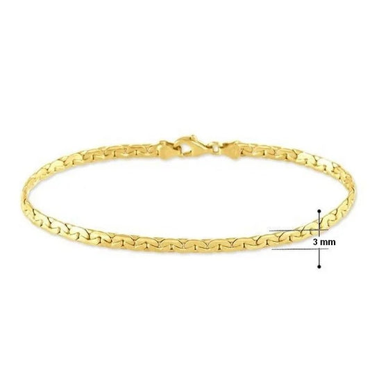 Women's Bracelet - Gold Color - Bean Mesh - 3 mm