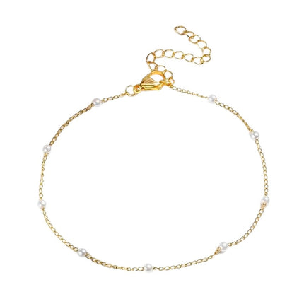 Chaîne de cheville en acier inoxydable perles de verre Bijouxmode