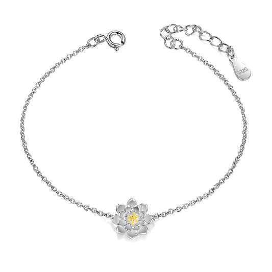 925 silver lotus flower bracelet
