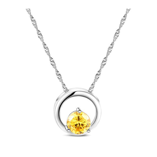 925 silver circle necklace with CZ diamond