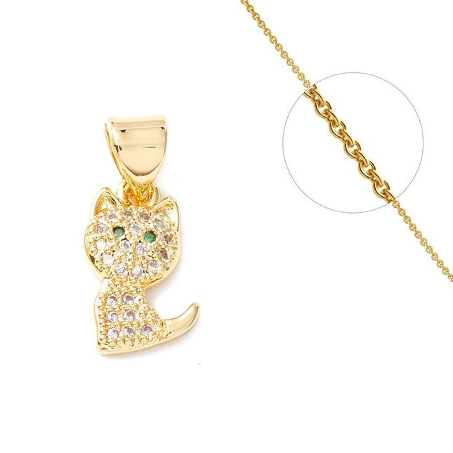 Collier chaine et pendentif 18k petit chat Colliers plaqué or Bijouxmode
