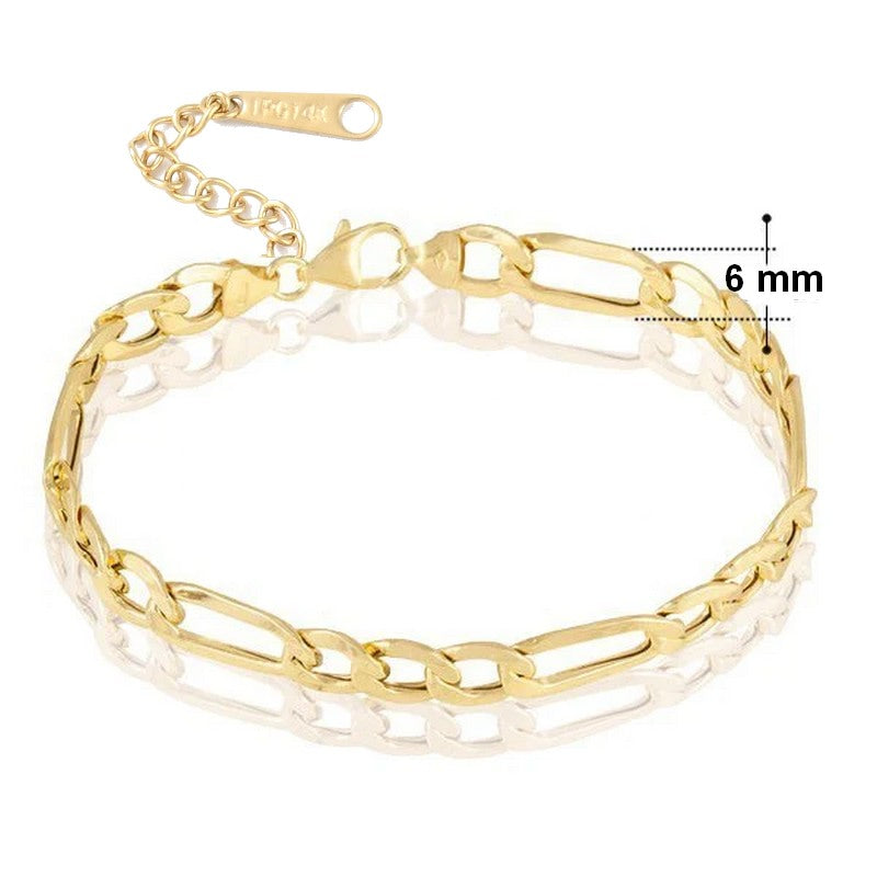 Bracelet pour femme - Maille figaro - 6 mm