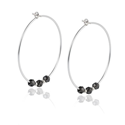 Hoop earrings stainless steel natural stone agate