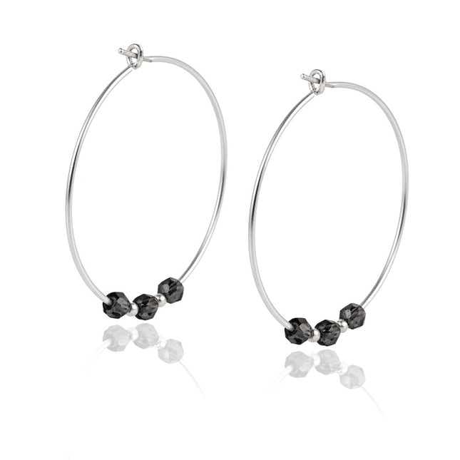 Hoop earrings stainless steel natural stone agate