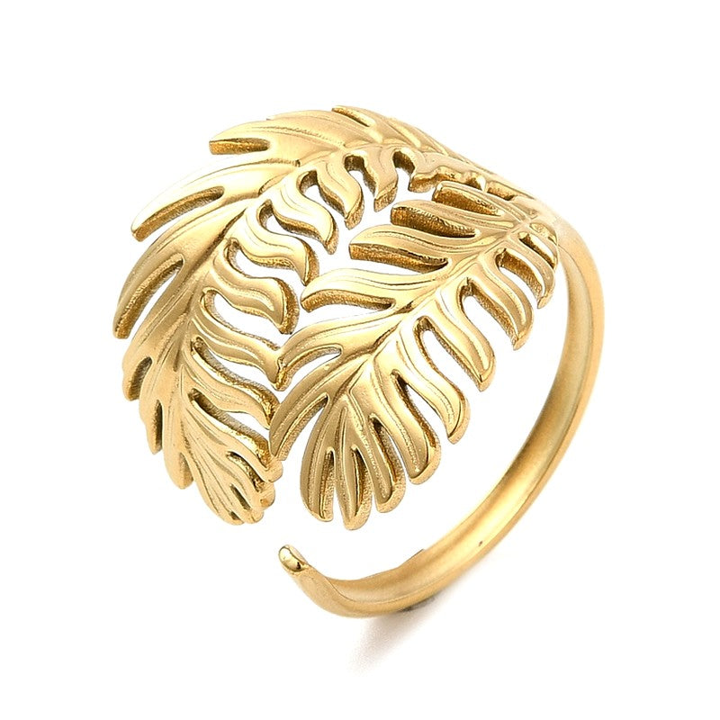 Women's adjustable leaf ring