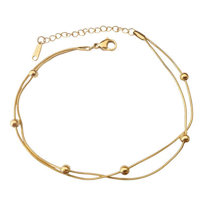 Chaîne de cheville en acier inoxydable double chaîne satellite Bijouxmode