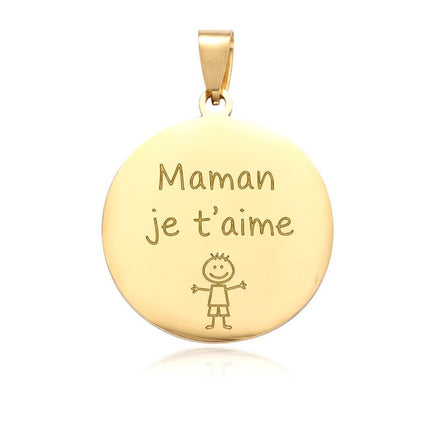 Colgante redondo personalizable de acero dorado, 35*30*2 mm