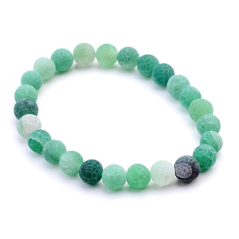 Bracelet pour homme ou femme pierres naturelles agate patinée verte