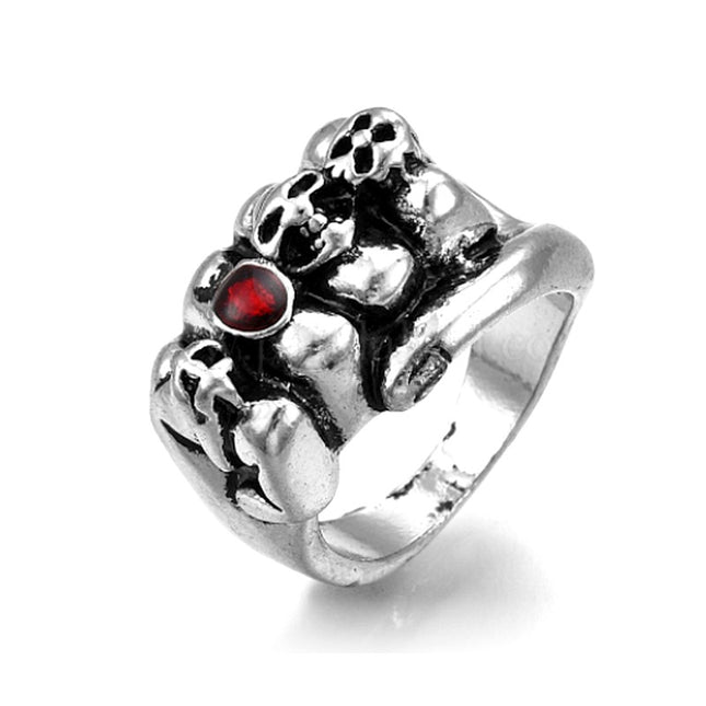 Anillo de acero inoxidable cabeza de búho ojos amarillos