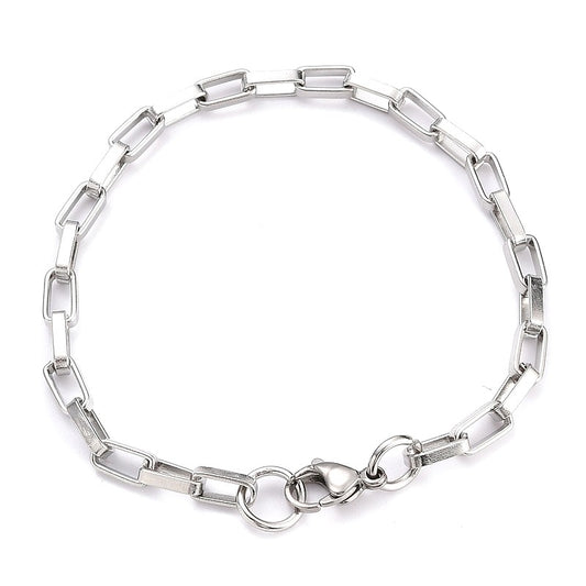 Bracelet gourmette acier inoxydable maille trombone