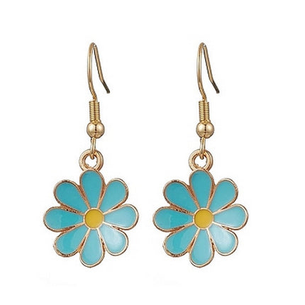 Boucles d'oreilles fantaisie acier inoxydable fleur émaillée bleu Bijouxmode