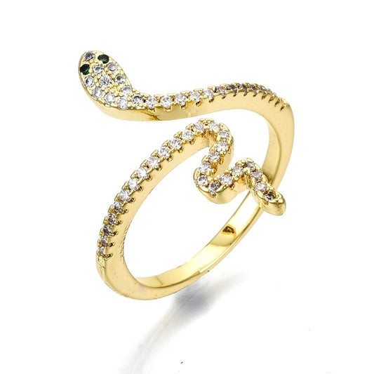 Women's adjustable snake diamond CZ ring
