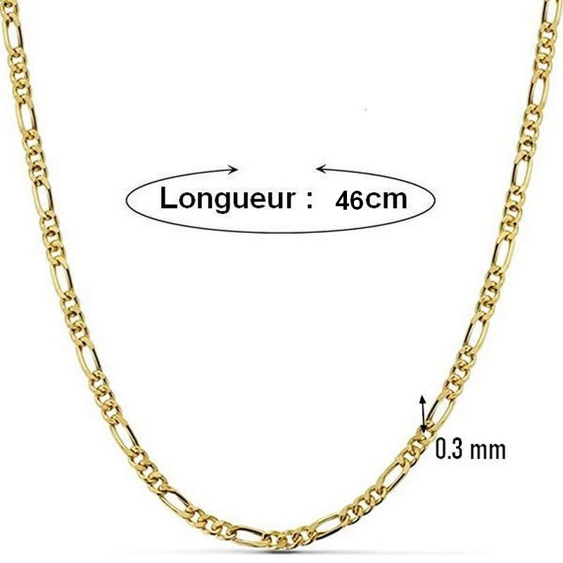 Figaro mesh stainless steel necklace chain - Gold color 46 cm - 3 mm