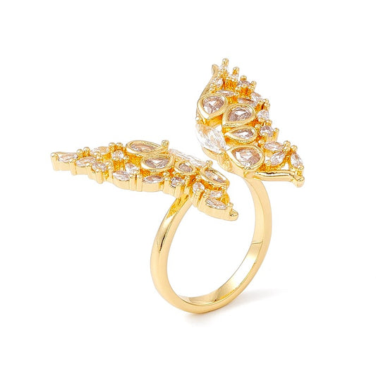 Women's Adjustable Butterfly CZ Diamond Ring