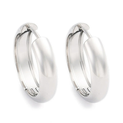 Boucles d'oreilles femme en acier inoxydable argentées Créoles 20*4 mm