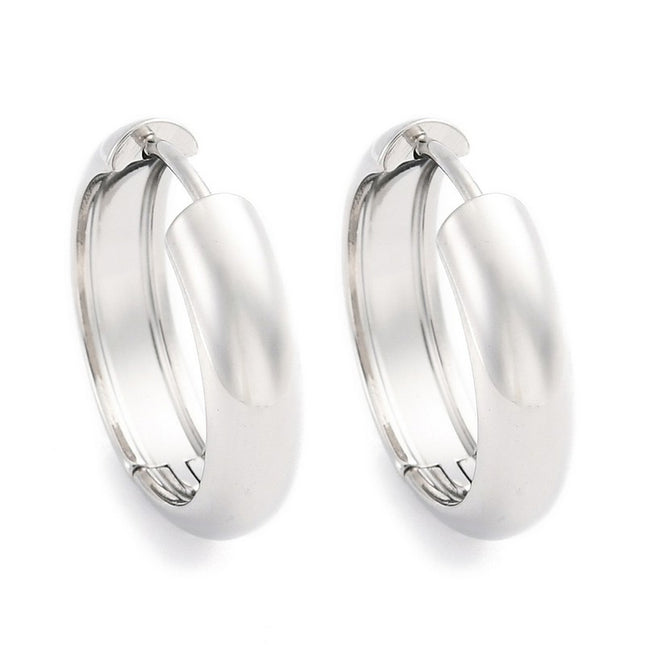 Boucles d'oreilles femme en acier inoxydable argentées Créoles 20*4 mm