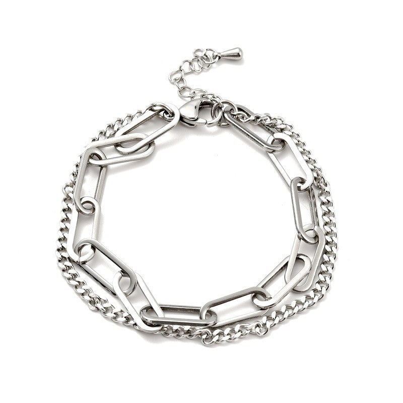 Double row stainless steel bracelet